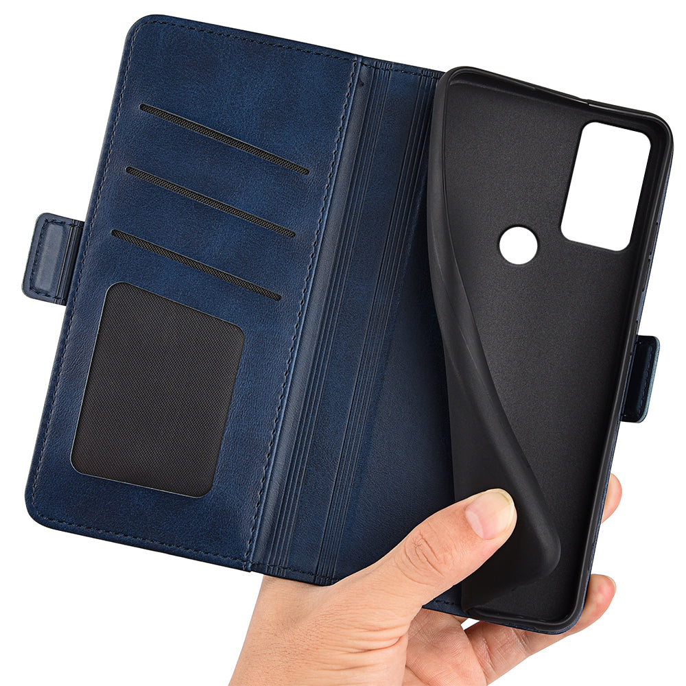 For Motorola Moto G Play (2023) 4G Calf Texture Phone Case PU Leather Dual Magnetic Clasp Foldable Stand Wallet Cell Phone Cover For Motorola Moto G Play (2023) 4G Calf Texture Phone Case PU Leather Dual Magnetic Clasp Foldable Stand Wallet Cell Phone Cover